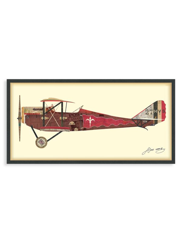 Empire Art Direct Antique Biplane #2 Dimensional Collage Framed Graphic Art Under Glass Wall Art